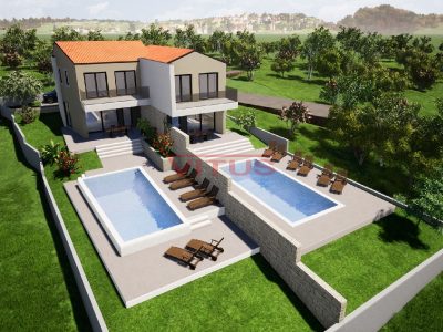 Malinska, Двухквартирный дом с бассейном и видом на море