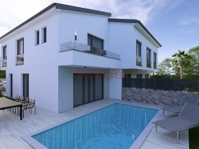 Malinska, Новый двухквартирный дом с бассейном и видом на море